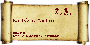 Kallós Martin névjegykártya